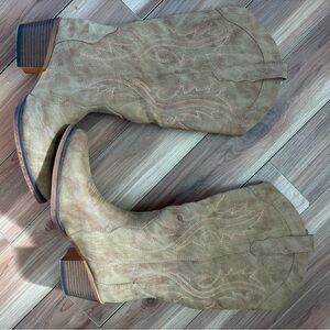 Tan Western Cowboy Boots with Stitched Detail